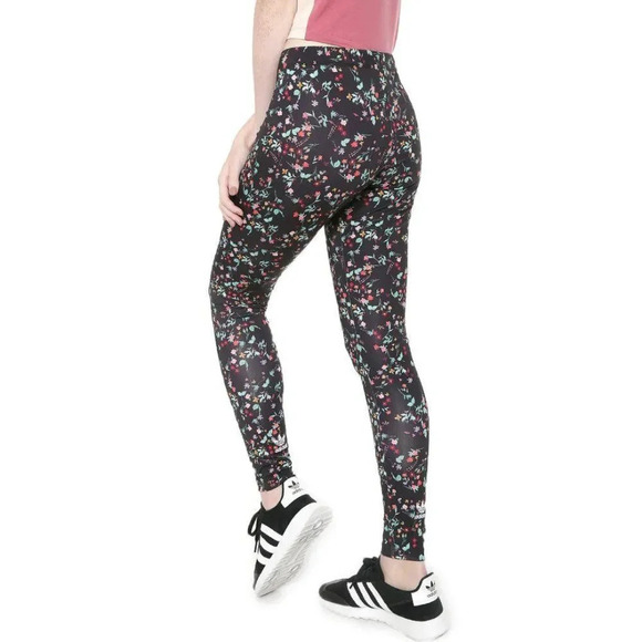 ADIDAS DH4240 Floral Full Length Leggings Black Size Small - Picture 1 of 9